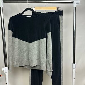 Cotton & Cotton Velour‎ Lounge Set Black & Gray | Cozy Hoodie + Joggers Size S